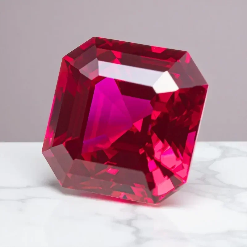 

Lab Grown Ruby Asscher Cut Multiple Sizes Top Quality for Diy Jewelry Making Selectable AGL Certificate
