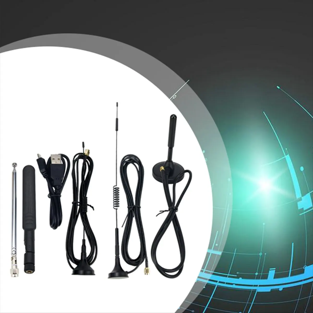 HAPPY DIAN!For One SDR Radio Receiver 5PCS Antennas Kit with USB Cable for One SDR Receiver Ham Radio