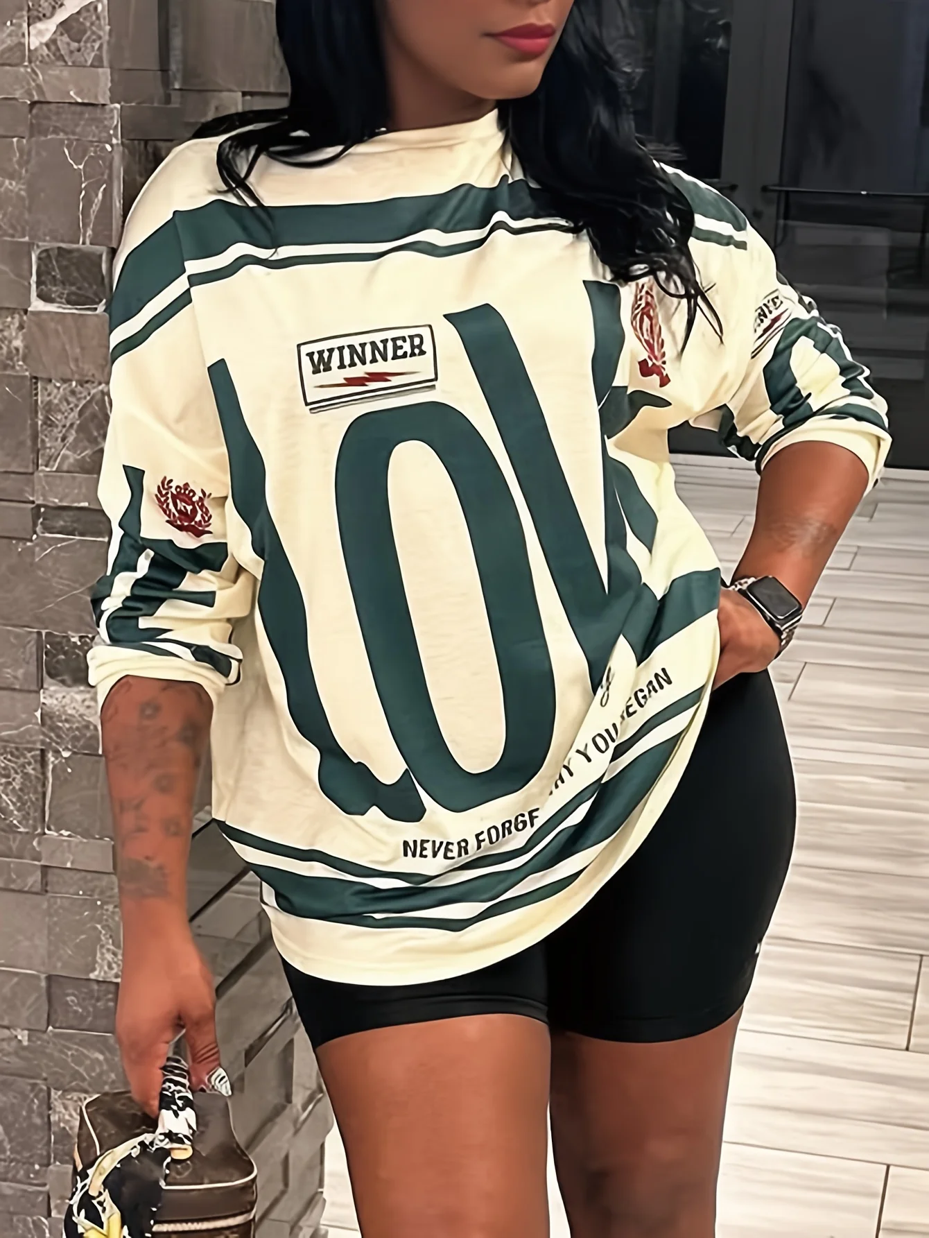 

Весенне-осенне-зимняя футболка с длинными рукавами, крутая американская женская уличная футболка в полоску Y2K, большой топ для взрослых в ленивом стиле