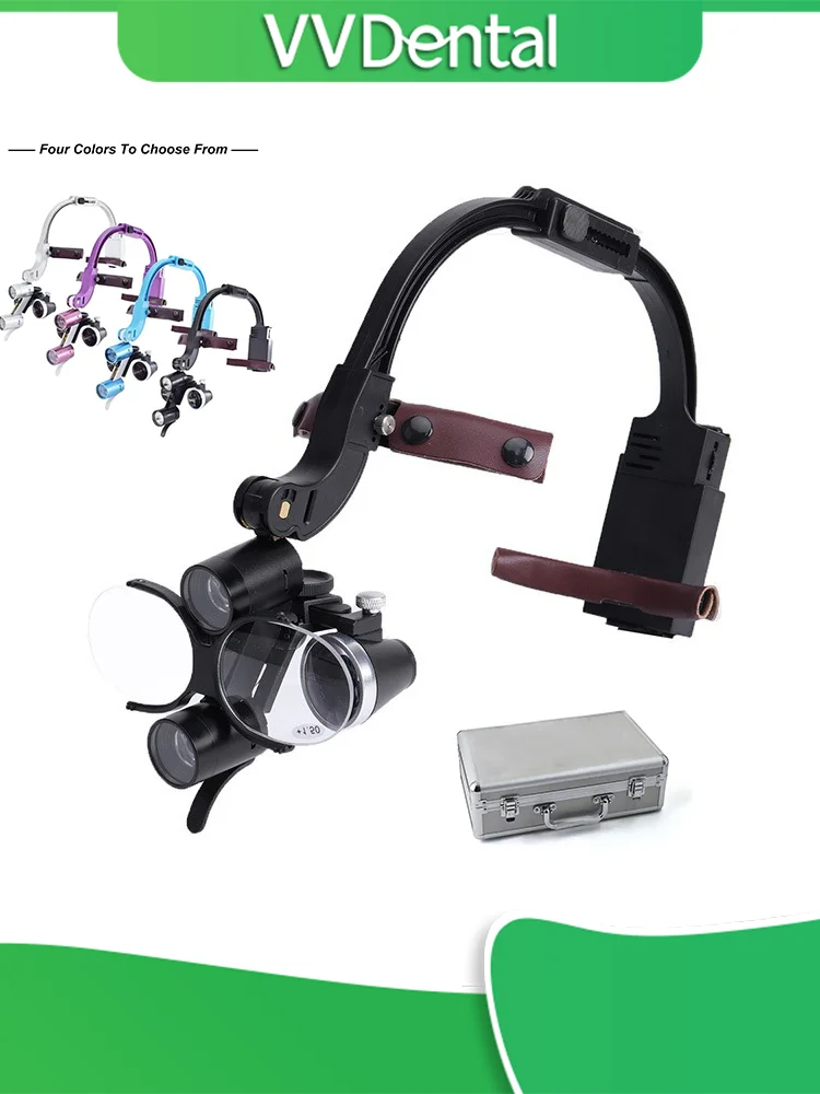 

VV DENTAL Headband Magnifier with LED Headlight – Dental Surgical Loupes 2.5X/3.5X Magnification Rechargeable Hands-Free
