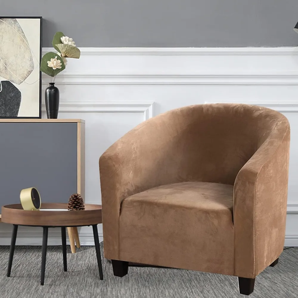 Velvet Stretch Club Chair Covers - Thick Spandex Slipcovers For Armchairs & Sofas