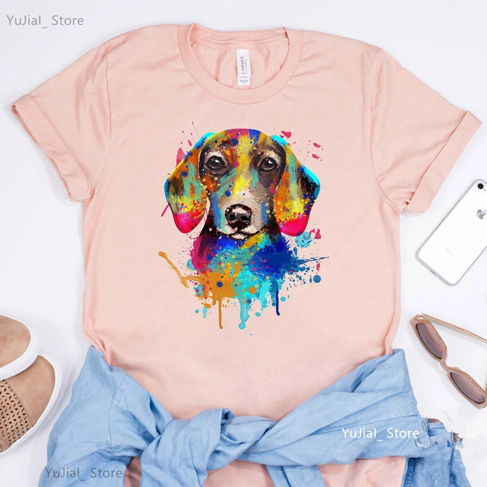 Camisetas estampadas I Love My Dachshund para mujer, camiseta blanca divertida de manga corta para mujer, camiseta para mujer, regalo de cumpleaños