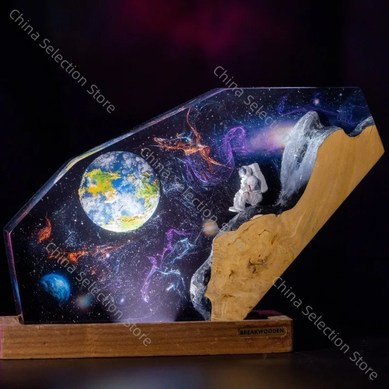 

Interstellar epoxy space galaxy resin wood night astronaut art spacecraft