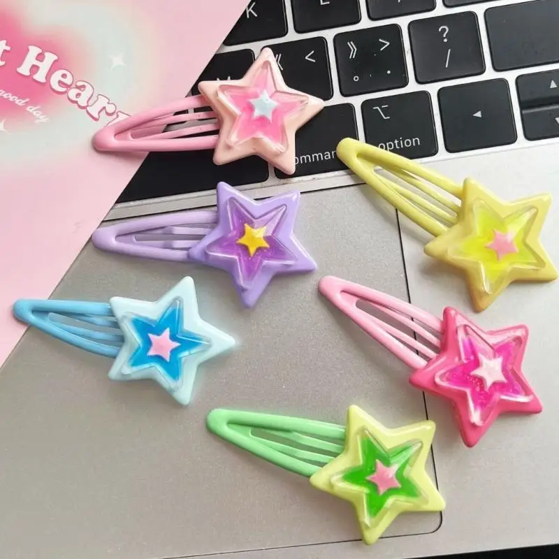 652F 2 pezzi Clip a scatto carino girly mini stella forcella gelatina stella y2k girl gharlswear
