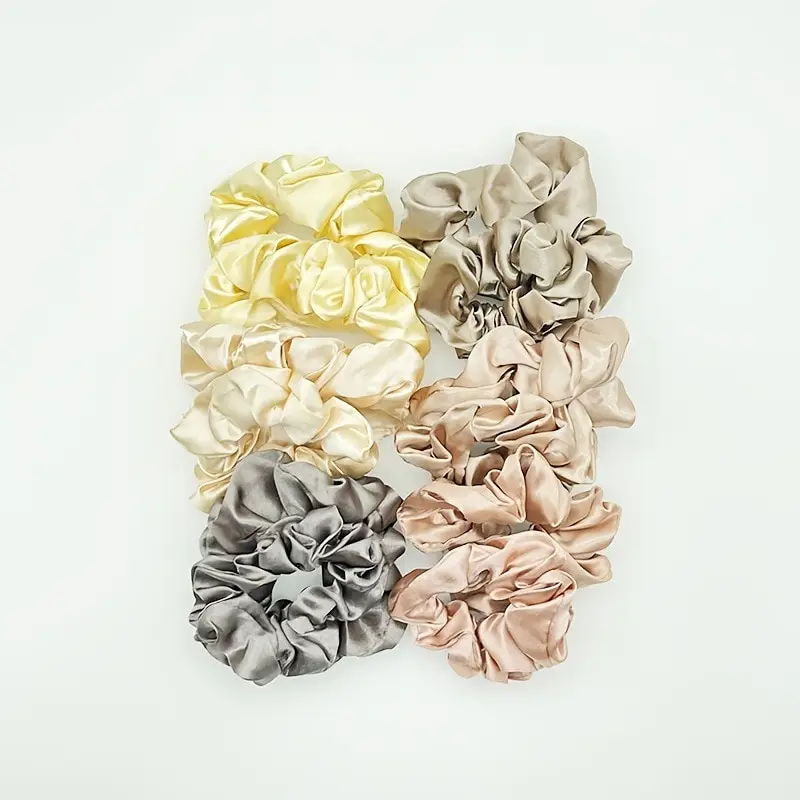 12pcs New Satin Fabric Sausage Loop Hair Rings Set Solid Colour Fabric Loop Hair Rope