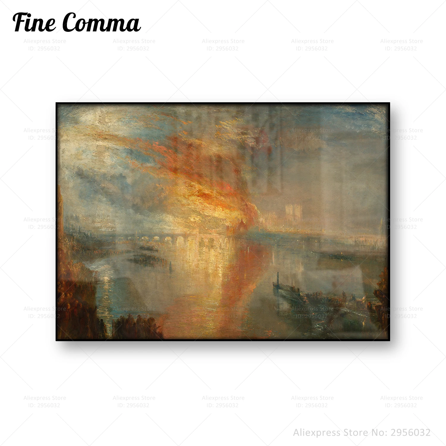 The Burning of the Houses of Lords and Commons J. M. W Turner Vintage Poster Oil Painting Repro Canvas Print Wall Art Home Decor