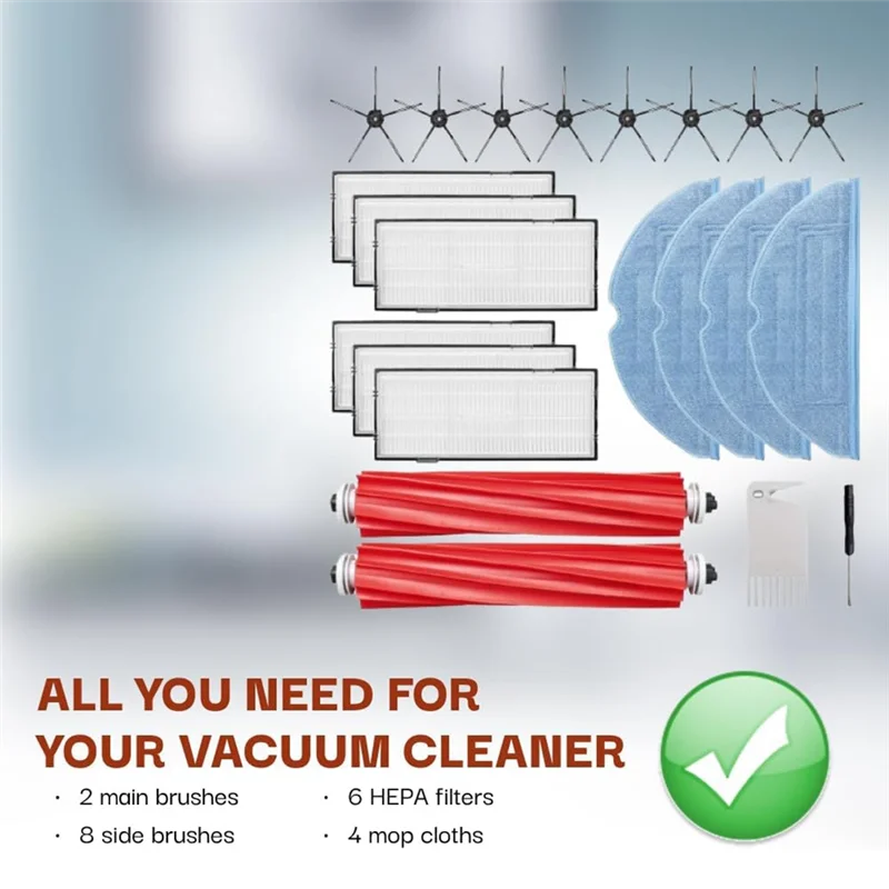 【Berserk】 22 Buah Suku Cadang Pengganti untuk Roborock S7, S7 +, S7 MAXV, S7 MAXV Plus Suku Cadang Penyedot Debu Filter Sikat Sisi Utama Bekuan Pel