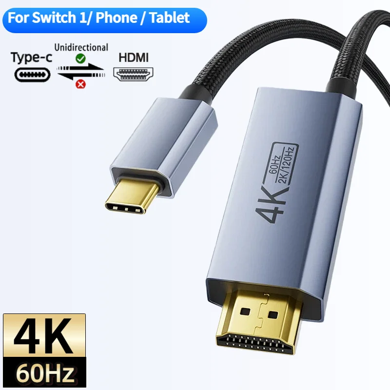 Switch Dock for Nintendo Switch1 USB C to HDMI Cable 4K@60Hz Type-C to HDMI Adapter 6.6FT HDR 100W PD for Laptop Phone Computer