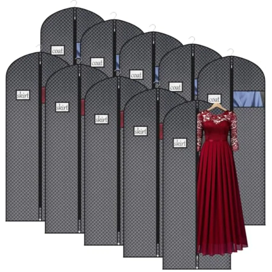 

60 Inch Lightweight Garment Bag for Hanging Clothes, Full Zipper Dress Bags for Gowns Dress Cover with Clear Window and ID Card