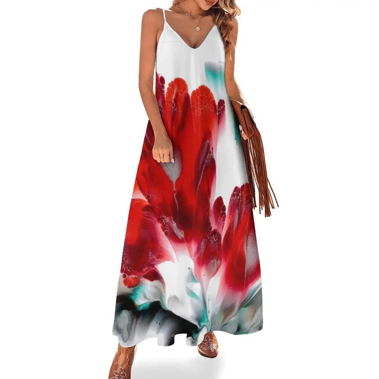 

Abstract Red Flower Sleeveless Dress wedding dresses for woman evening dresses luxury 2025 birthday dress for women luxury 2025