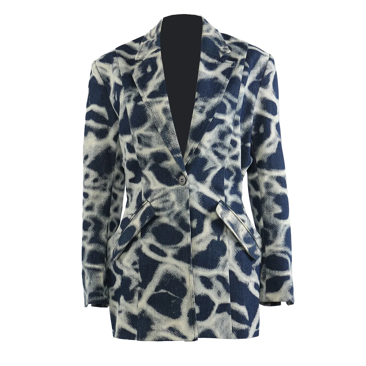 

Женский джинсовый блейзер с эффектом тай-дай и вырезами: модная верхняя одежда для повседневных случаев