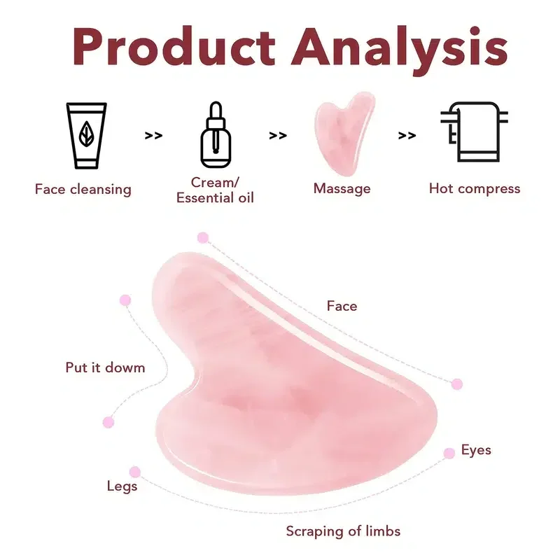 천연석 옥 괄사 마사지 도구, 페이셜 뷰티 롤러, 피부 탄력 스크레이핑, 스파 물리 치료, Gue Che