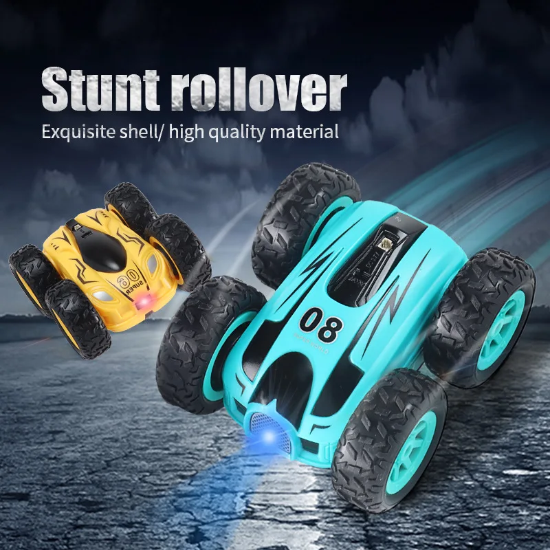 Car drift double-sided stunt car 360 degree rotation rolling high-speed car lighting children's mini remote control car toy gift