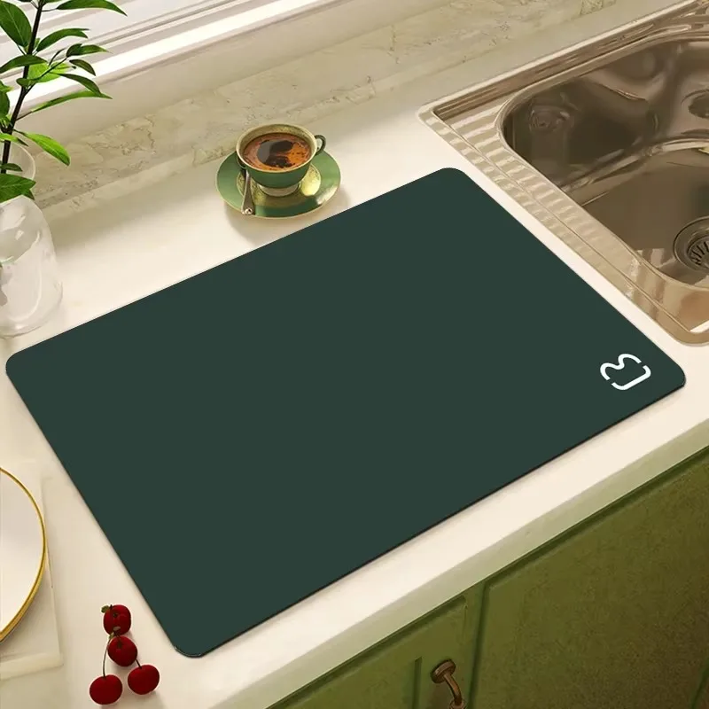 VIKAMA Solid Color Morandi Drainage Mat for Sink & Bar Counter, Washable & Quick Dry Home-Friendly Kitchen and Dining Room Decor
