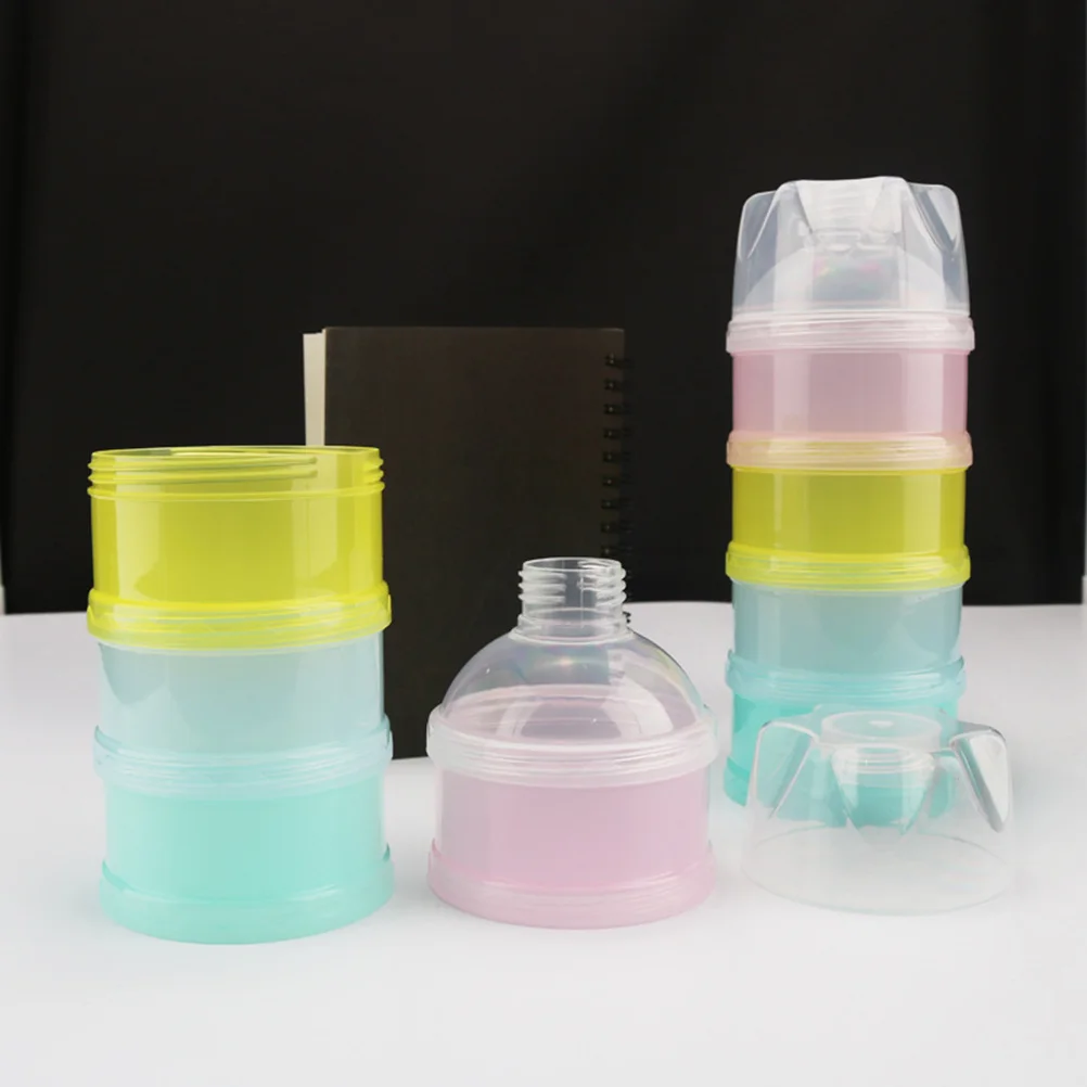 

4-слойный штабелируемый дозатор сухого молока с поворотным замком, легкое наливание, контейнер для формулы с носиком для хранения закусок для кормления детей