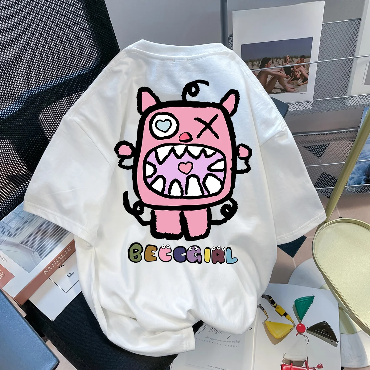 

Pure Cotton ort Sve T-irt ex Cartoon Print Comfortable Quali Top Summer Casual Wear Youth Faion Loose Fit