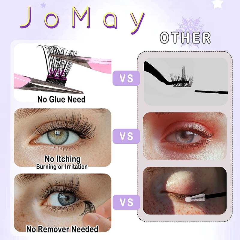 새로운 셀프 접착 DIY 속눈썹 연장 키트 속눈썹 클러스터 접착제 필요 없음 DIY 속눈썹 연장 프리 글루드 클러스터 속눈썹 DIY 아이래쉬