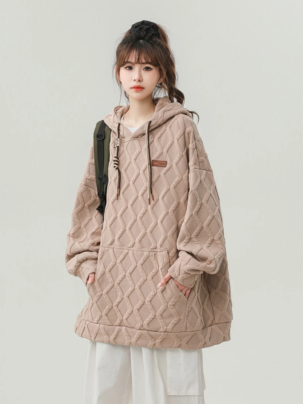 

Модная свободная мужская толстовка с ромбовидным узором, весна-осень, в американском ретро-стиле, повседневная, не мнется, стандартный крой