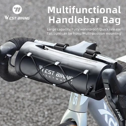 WEST BIKING Bicycle Handlebar Bag 2L Multifunctional Waterproof Bike Front Bag Cycling Handbag Shoulder Bag Bike Accessories