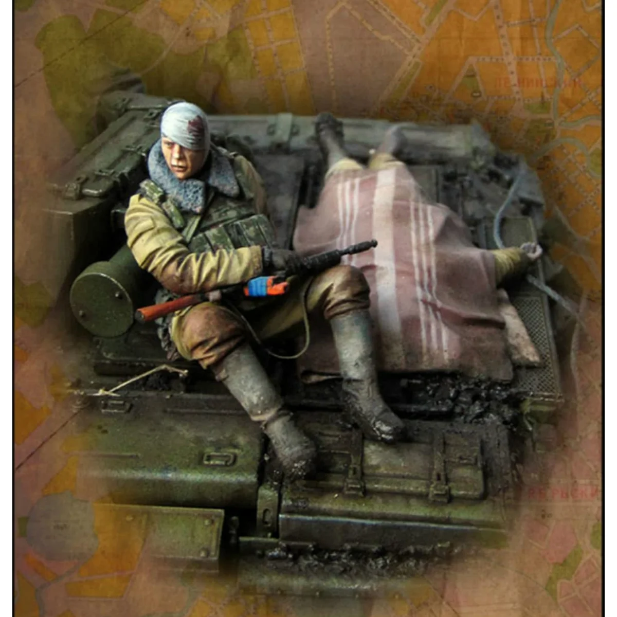 

1/35 resin soldier model GK Russian soldier wounded and killed Unassembled and unpainted DIY kit 679