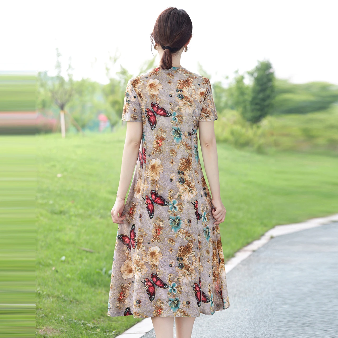 Women's Floral Print Midi Dres - Midi Skirt Floral 评论和价格
