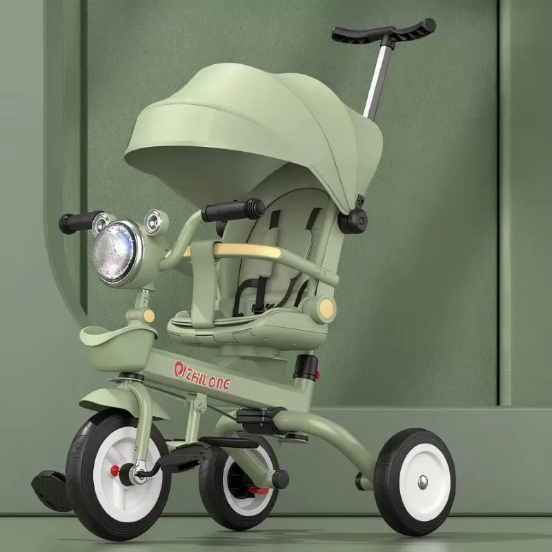 Airo Stock Wholesale Children's Tricycle Multi-function Folding Infant Toddler Sitting Lying Music Stroller Bicycle view 5