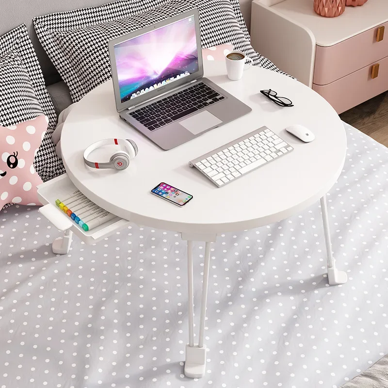 Foldable Bay Window Desk with Drawer Compact Home Office Reading Table Desktop Organizer for Breakfast No Size Specified