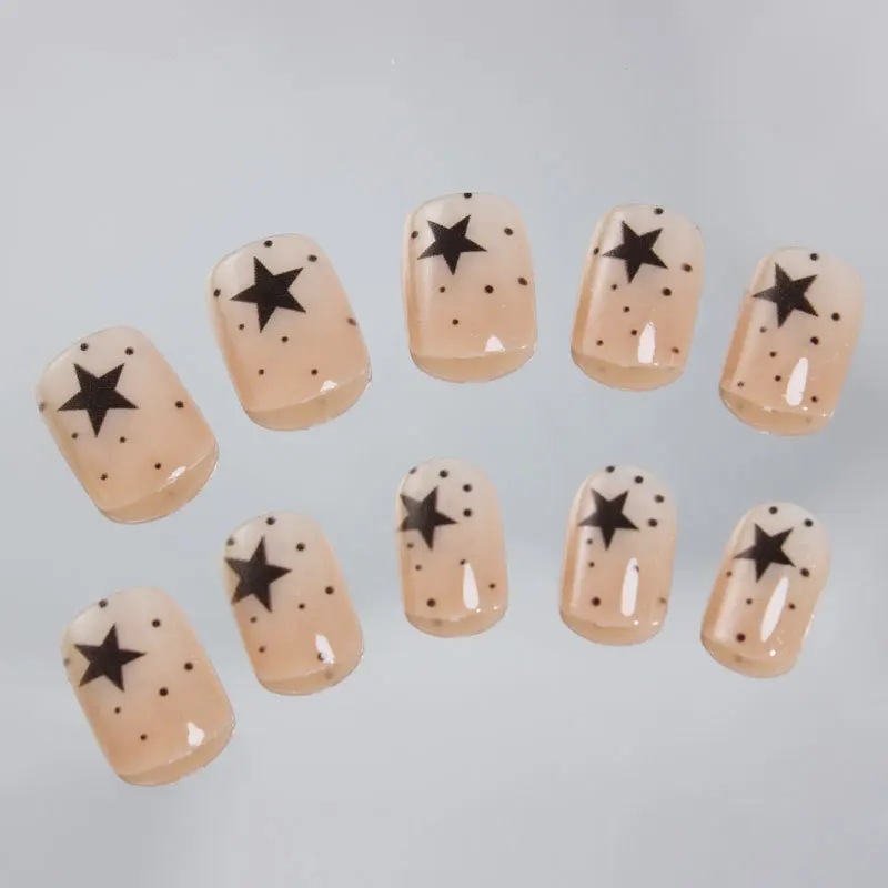 24 قطعة/المجموعة مربع قصير الصحافة على الأظافر Y2K عارية عين القط الأظافر وهمية ستار البولكا نقطة قابلة لإعادة الاستخدام أظافر صناعية عيد الميلاد يرتدي الأظافر