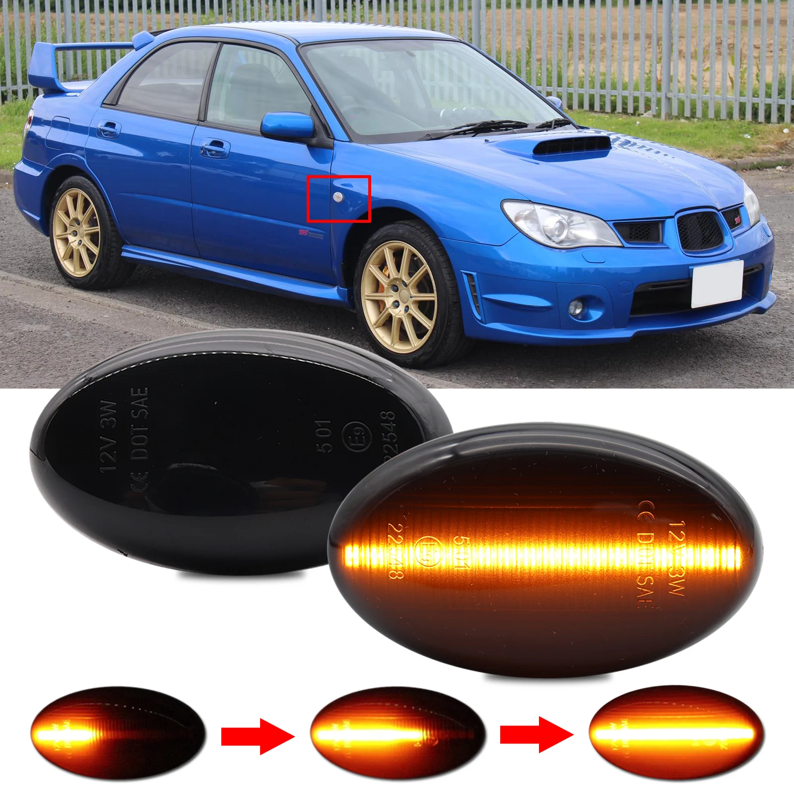 

2x Fender Side Marker Light Repeater Indicator Led Turn Signal Blinker Lamp For Subaru Impreza Wrx StI GDA GDB Liberty Forester