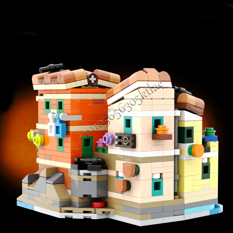 489 ELEMENTÓW Dom Ulica Mini Miasto Riviera MOC Personalizowany Modułowy Zestaw Klocków Kreatywny Projekt Technologia DIY Prezent Urodzinowy Zabawka
