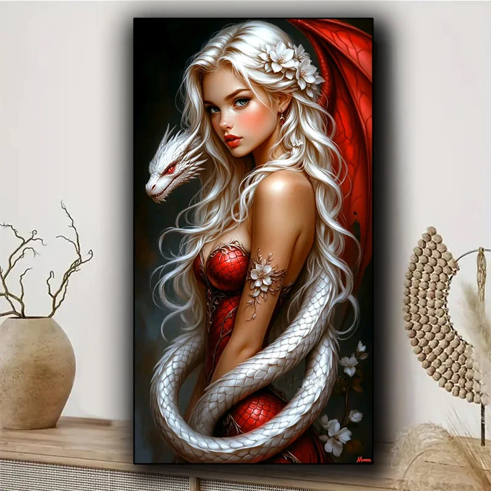 

Mysterious Fantasy Red Queen Dragon Diy Diamond Painting Jewelry Cross Stitch Diamond Art Crystal Mosaic Latest Creative Gift