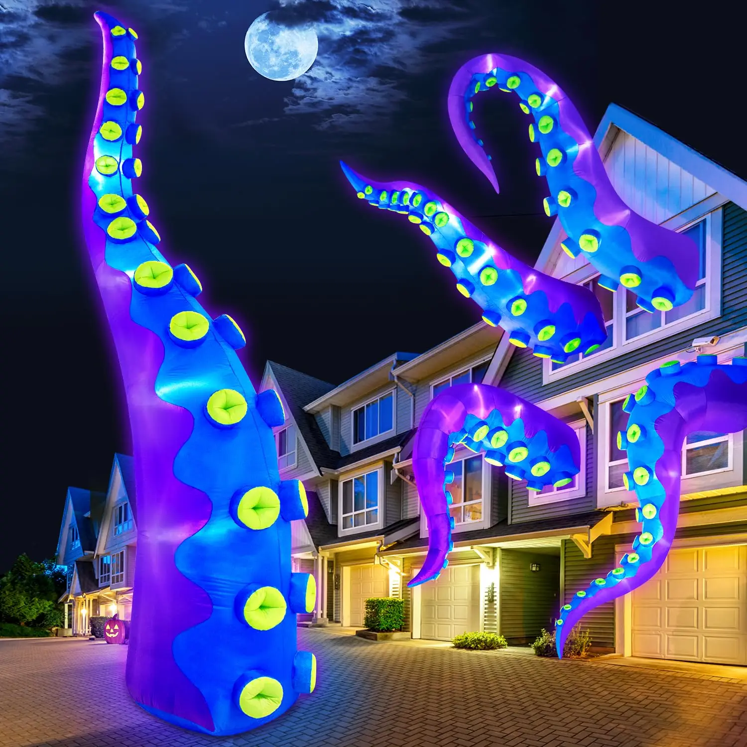 Giant 3-6m Inflatable Octopus Tentacle With Blower For Halloween Outdoor Events Commercial Performance Stage Roof Party Decor