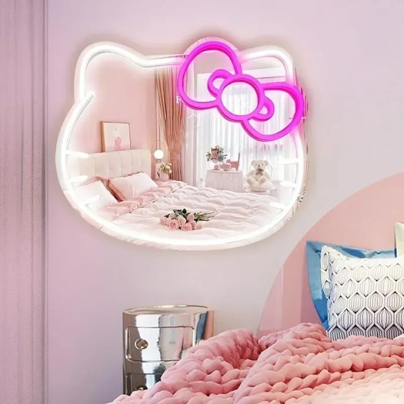 Kitty face Home Decor Mirror Kitty face shape Mirror, Bedroom Wall Mirror, Anime Neon Sign for Dresser, Locker Room,Living Room