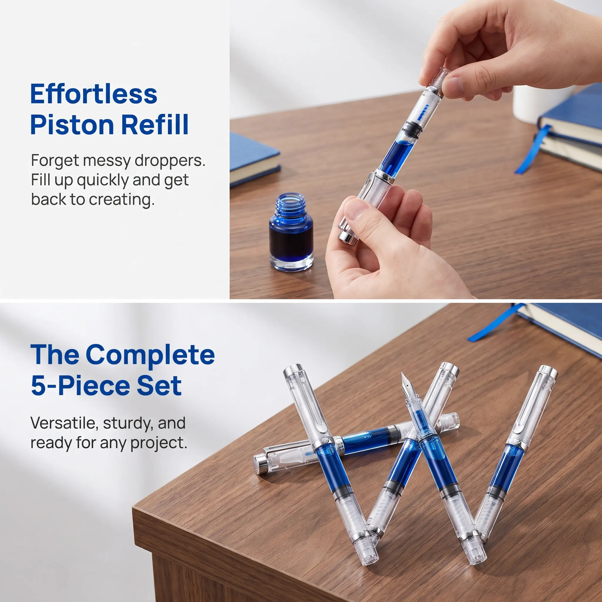 5Pcs Refillable Calligraphy Pens Brush Pen Set for Watercolor Painting Drawing Stroke Writing Student Artist Studio Use High