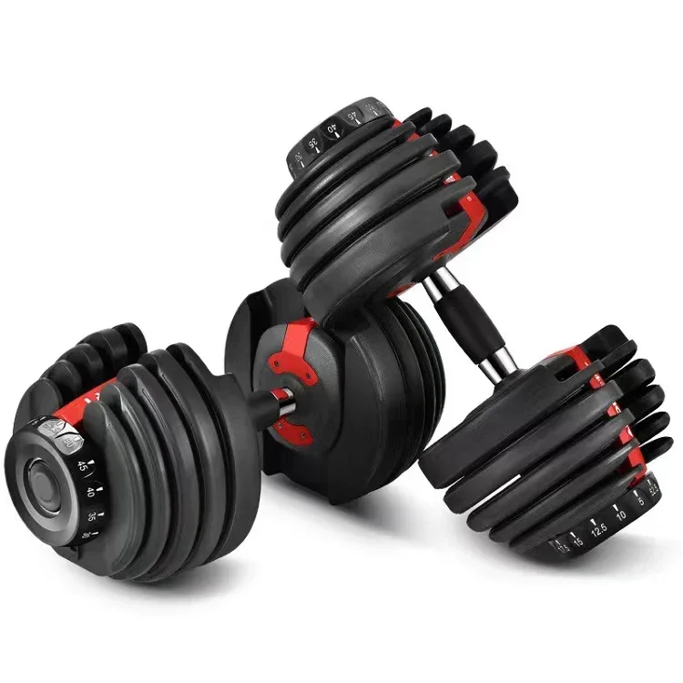 In Stock Fitness Free Weights Barbell Dumbbells 24KG 52.5LB Gym Equipment Adjustable Dumbbell Set For body building