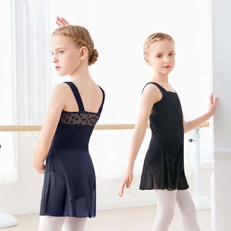 Robe de Ballet pour Fille, Justaucorps de brev, en Fibre de Coton, Col Carré, Camisole