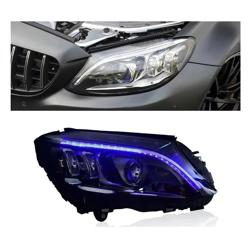 

Модернизация фар W205 для C-класса 2014-2021: C180, C200, C260, C300. Светодиодные фары-проекторы с ДХО. Модифицированные автомобильные фары.