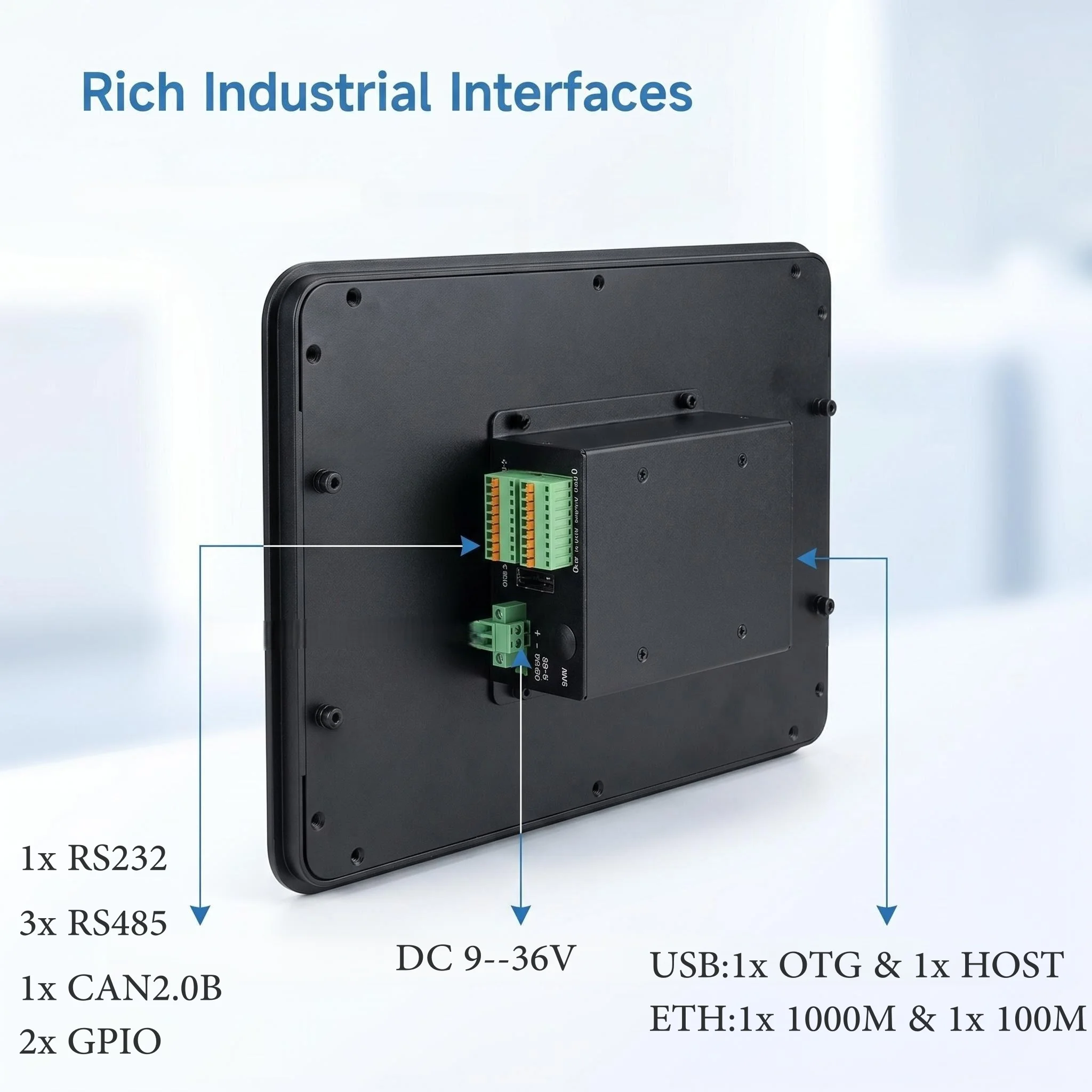 TM-CP3B-HMI10 10.1inch 800x1280 Touch Screen Ubuntu24.04 Opensource AI RS485/RS232/4G-LTE-EG25-G/WIFI/LORA-WAN Industrial HMI