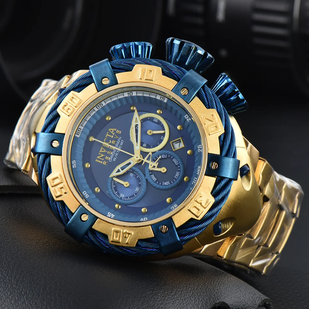 New Hot Invicta Reserve Brand Watches For Mens Big Dial Multifunction Chronograph WristWatch Fashion Business Quartz AAA Clocks