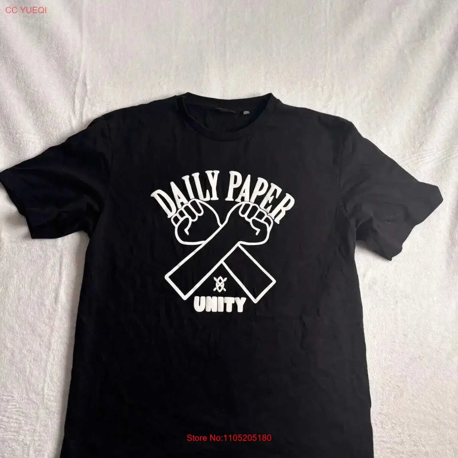 Daily Paper Unity T-shirt noir pour hommes XL vintage lavé vêtements de créateur élégant respirant étiré doux mode confortable