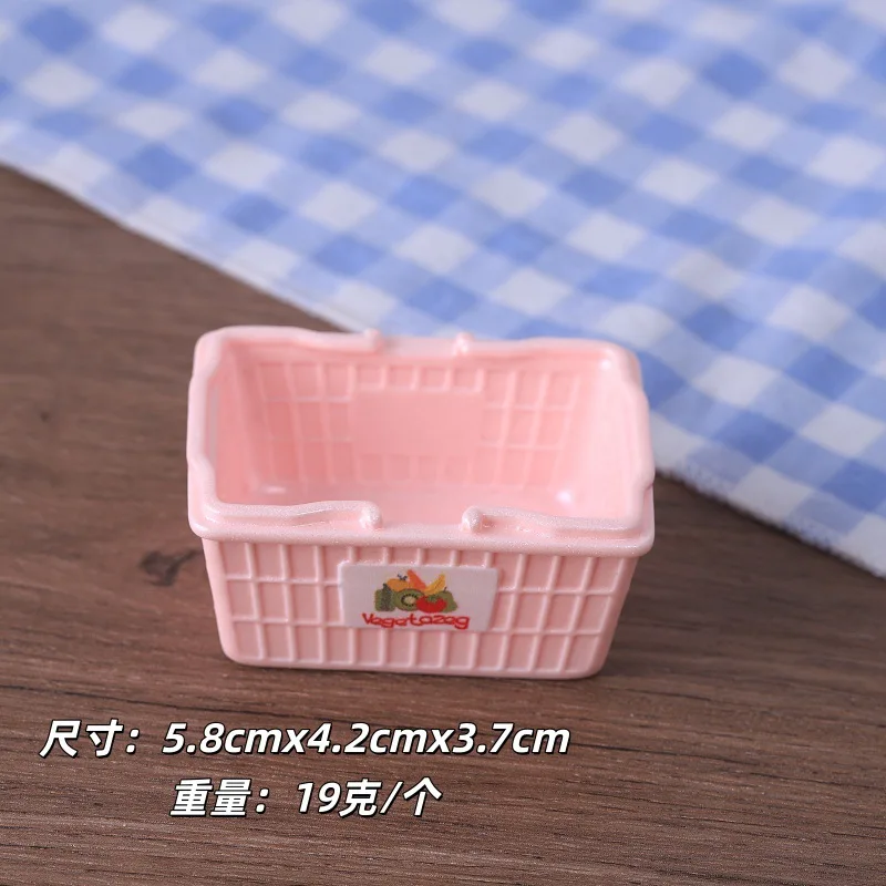 Mini Shopping Basket Fruit Vegetable Basket Model Miniature Food DIY Handmade Resin Dollhouse Scene Decoration Craft Ornament