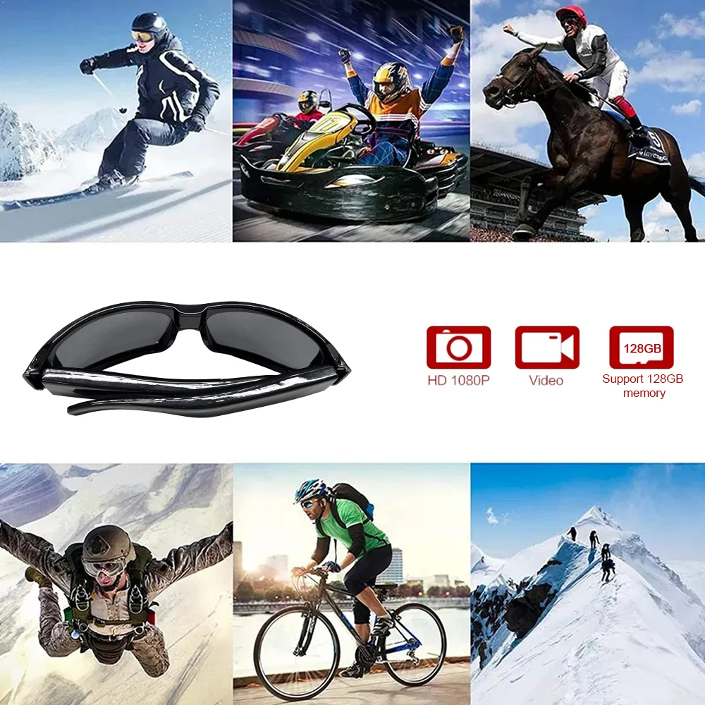 1080p HD Mini Camera Glasses Portable Camera DVR Video Recorder Outdoor Sports Camera Recorder Wearable Bike Smart Sunglasses