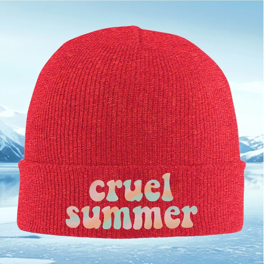 Cruel verano retro groovy texto diseño hombres mujeres unissex sombrero de punto gorro Jersey gorra invierno térmico cálido Navid