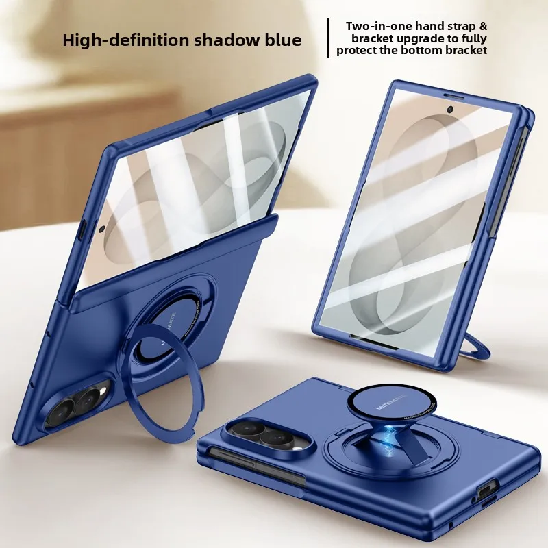 360 Rotating Magnetic Kickstand Case for Samsung Z Fold 8 Wide Tempered Glass for Magsafe Axis Protection Ring Holder Cover