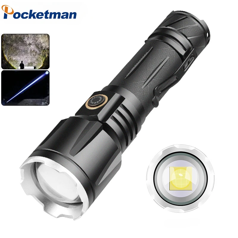 Powerful P160 LED Flashlight USB Rechargeable Torch Light Waterproof Handlight 16-Core Zoom Light Outdoor Camping Lamp Lantern