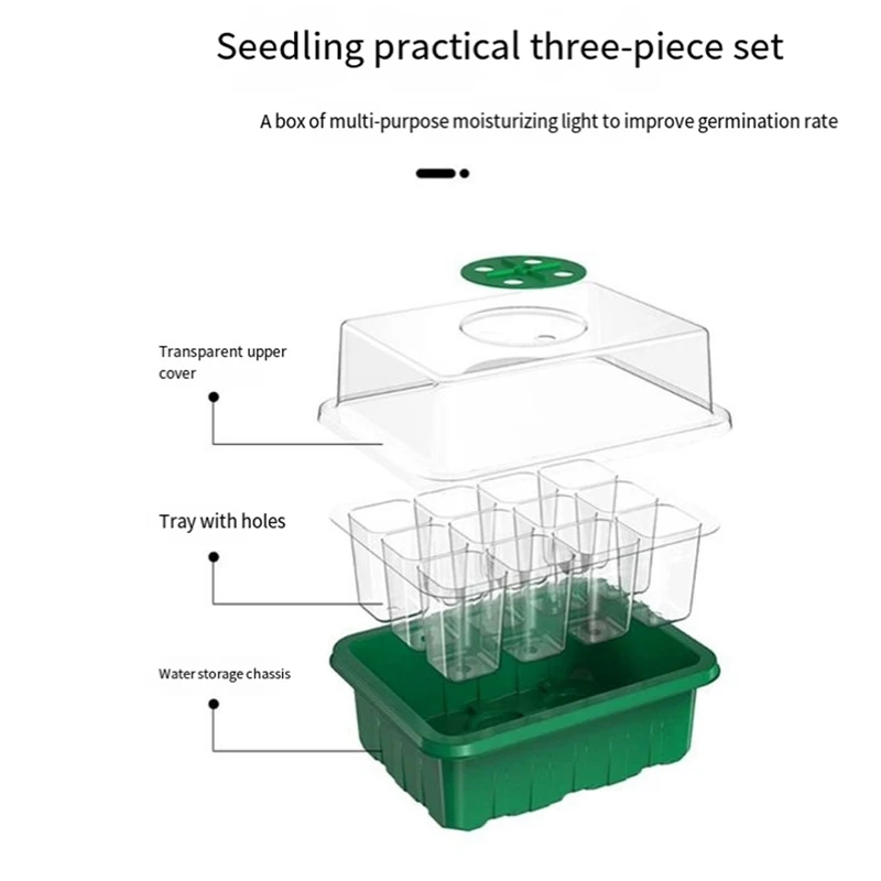 Поднос для рассады, комплект для запуска семян с регулируемой влажностью клеток с куполом и основанием, лоток для выращивания теплиц