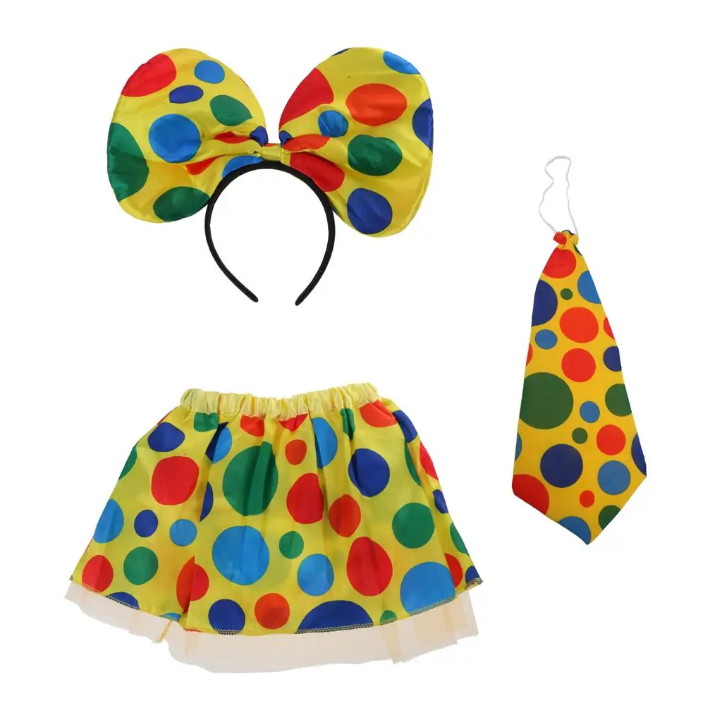 Halloween Polka Dot palhaço saia gravata bandana traje fantasia vestido