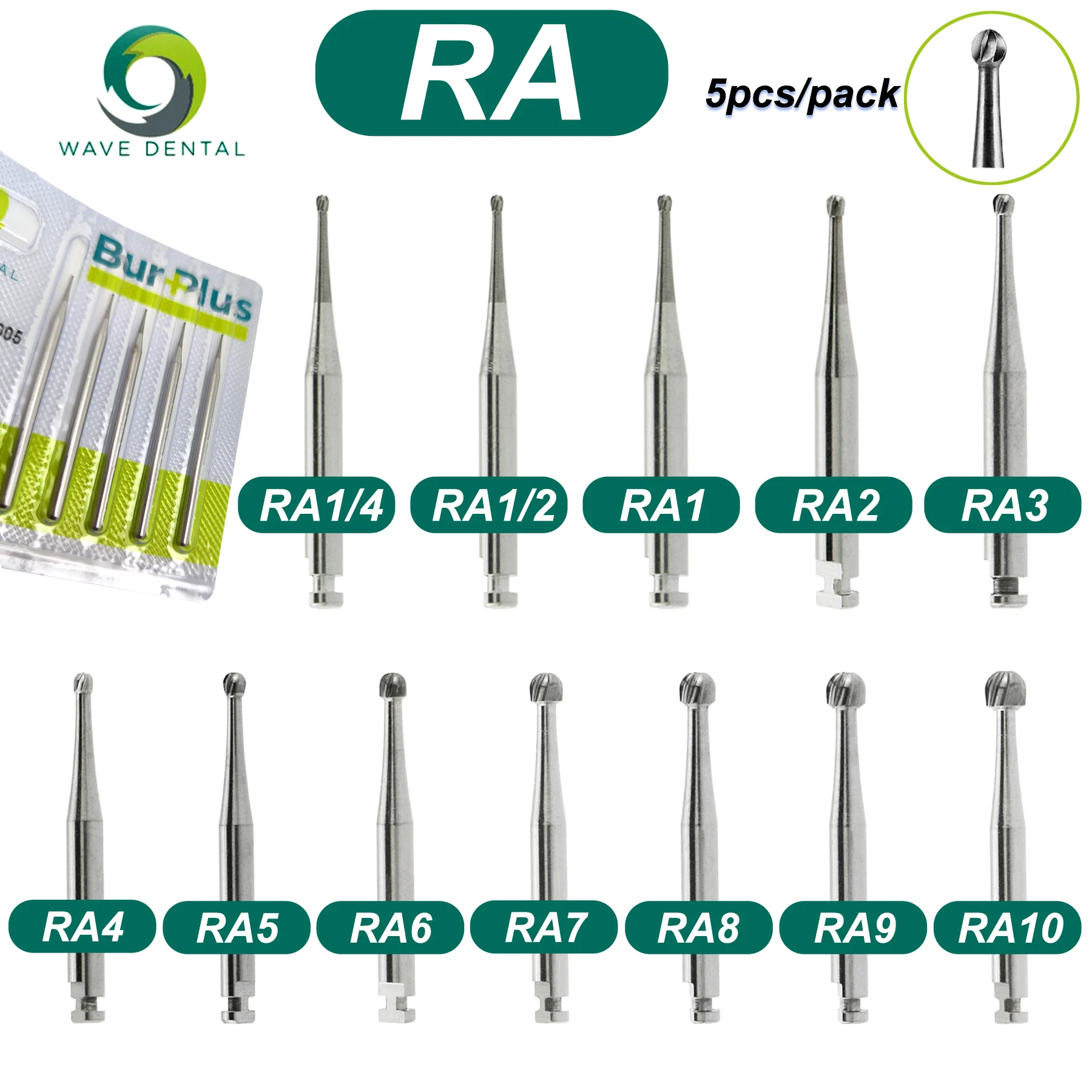 

WAVE стоматологические боры из карбида вольфрама, низкоскоростные стоматологические сверла, биты с круглой головкой RA 2,35 мм, наконечник, аксессуары для стоматолога, инструменты
