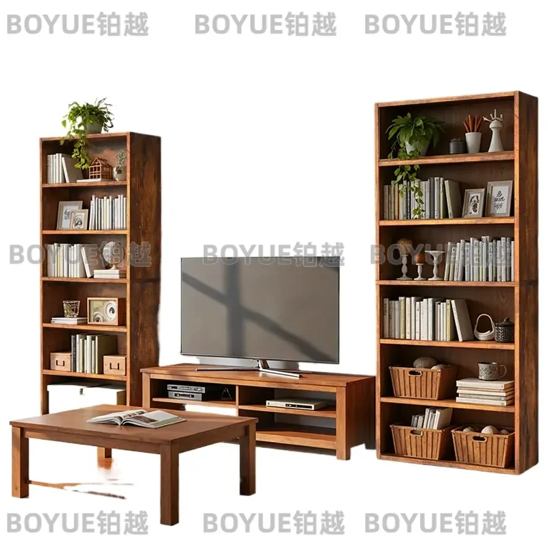 MCQ 6 Shelf Bookcase Wooden Large 63 Inch Tall Bookcase Standing Open Book Shelf Organizer Adjustable Display Storage Shelves