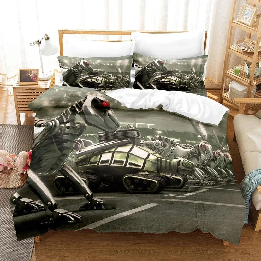Fashion Sci Fi Robot Anime Bedspread Single Twin Full Queen King Size Bed Cover For Adults Boys Bedroom Quilt Cover Pillowcase